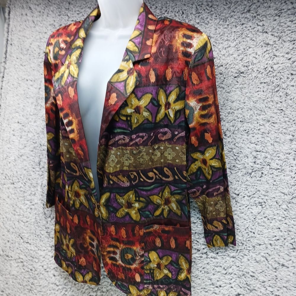 Danielle B. Vintage 1980's Women's Medium Geo Floral Printed Jacket. Lined.... - Picture 9 of 15